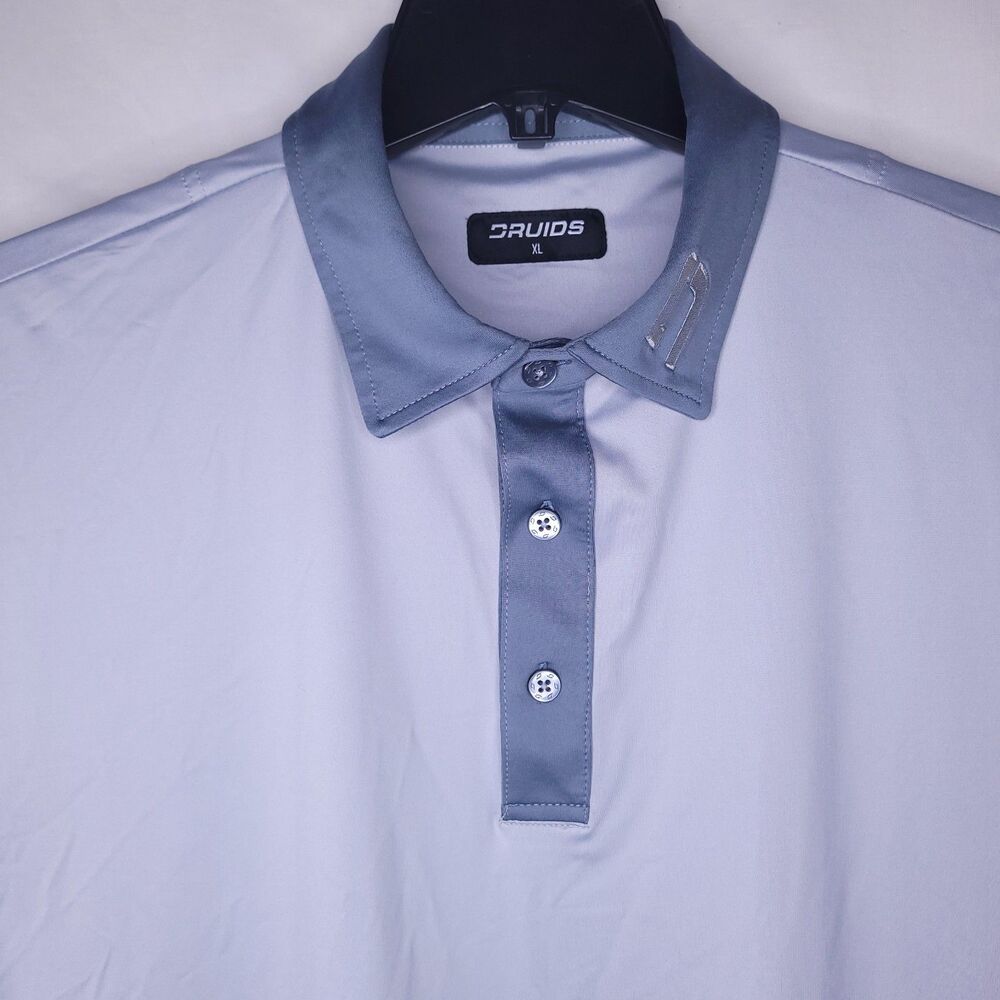 Druids Golf Polo Shirt Mens XL Gray Performance Protech Short Sleeve
